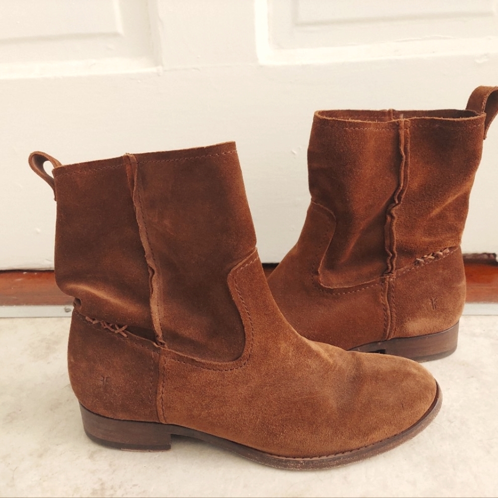 Women's Brown Suede Frye Ankle Boots, Size 7